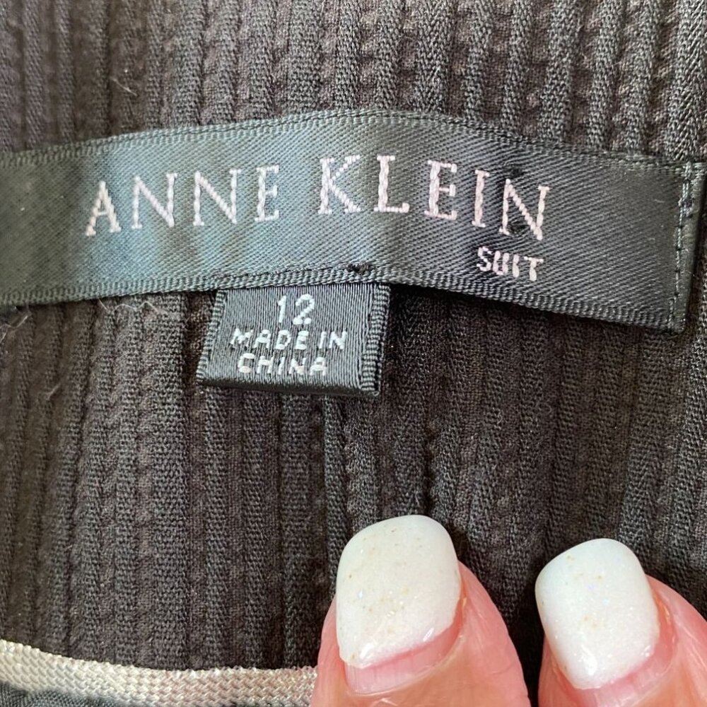 Anne Klein Suit Womens Black Ribbed Fabric Collared Jacket Size 12 Business Ofc. - Picture 3 of 8